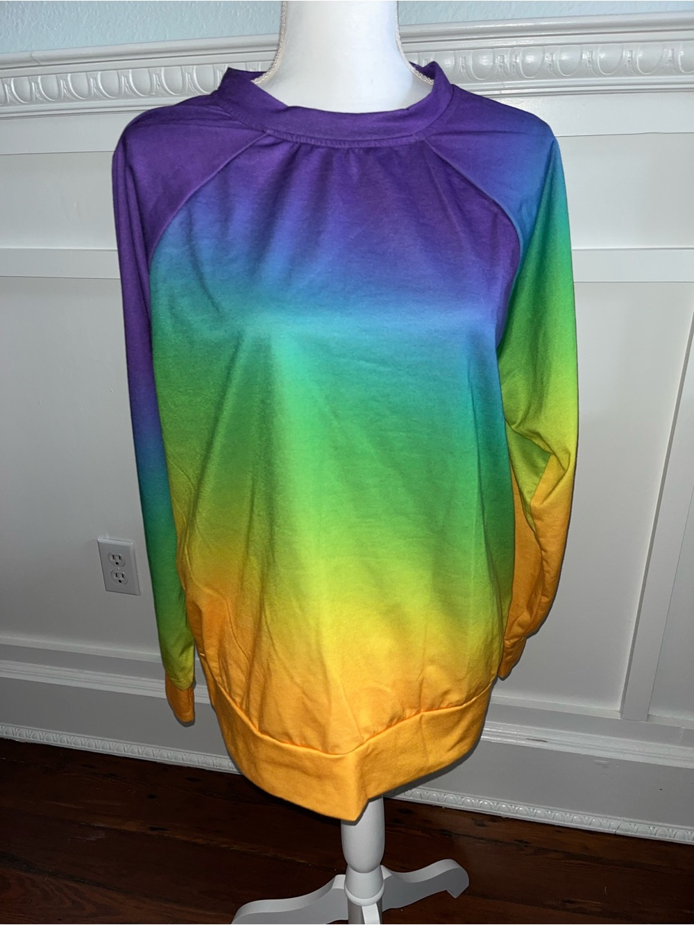 Gradient rainbow Crew neck lightweight  Sweatshirt in Purple, Green & Yellow